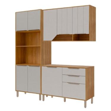 Imagem de Armário de Cozinha Celeste com Torre Quente 190 cm 9 Portas Cinamomo/off White