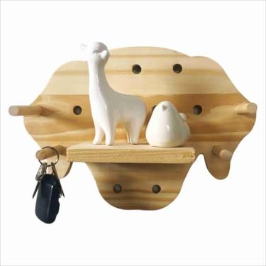 Imagem de KIAGA, Prateleira Pegboard Cachorro 7 Pinos, 1 Prateleira 13,5cm Cor:PINUS NATURAL;Tamanho:21X30 CM