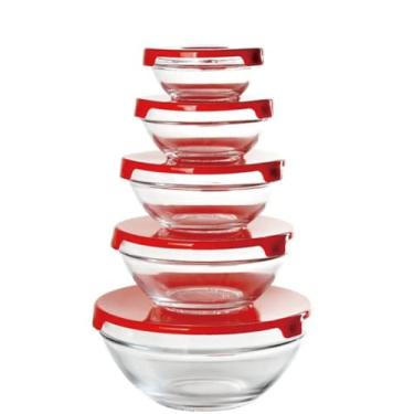 Imagem de Conjunto de 5 Potes Herméticos de Vidro com Tampa, Sortido, para Armazenamento de Alimentos,Potes e Porta-Mantimentos, Jogos de Armazenamento e Organização de Cozinha
