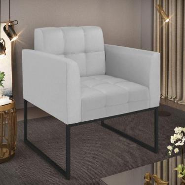 Imagem de Poltrona Sala Decorativa Elisa Base Industrial Preta Sintético Cinza D