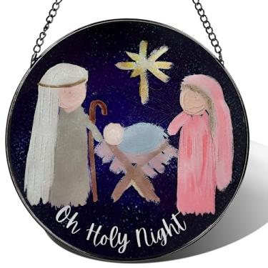 Imagem de Captador de sol de vitral, protetor solar interno, enfeite de presépio; pendurado em vitral, enfeite de Natal, decoração cristã; presentes para Natal, presente cristão, presente religioso