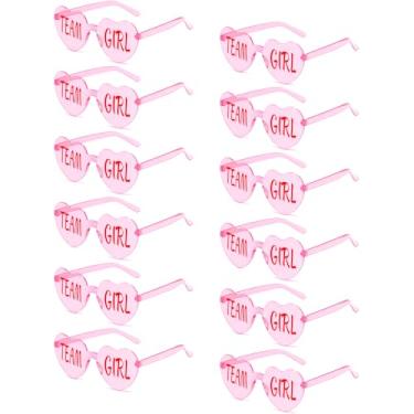 Imagem de 12 peças de óculos de sol reveladores de gênero azul rosa em forma de coração decoração de equipe menina/menino para festa de chá de bebê, rosa, M