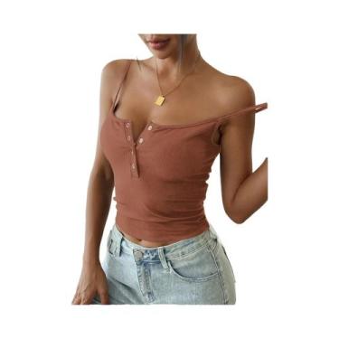 Imagem de Top Cropped Slim Feminino Com Alças Coreanas Camisola Y2K Casual Básic