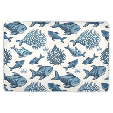 Imagem de Almofadas grandes azuis coral para cama para mulheres 86 cm x 132 cm protetor de colchão de berço à prova d'água