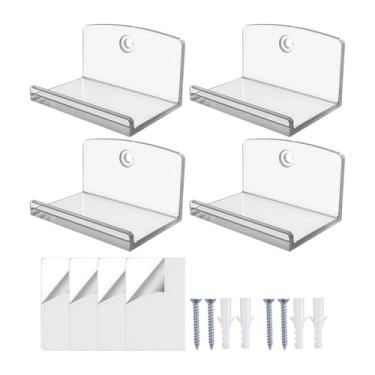 Imagem de Suporte De Parede Para Discos,4 Peças Prateleira Flutuante Acrílica Moderna,Expositor De Vinil - Para Quarto Sala De Estar Colecionáveis Álbum Livro Infantil