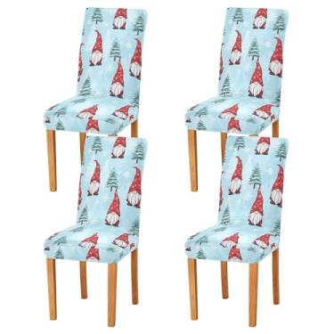 Imagem de Capas de cadeira de gnomos de árvore de Natal, capas de cadeira de jantar removíveis, laváveis, conjunto de 2 para casa, hotel, banquete