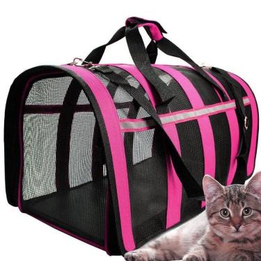 Imagem de Bolsa Transporte Gato Pet Cachorro Animais Estimaçao Faixa Refletiva Passeio Viagem Caminha Carro Onibus Aviao