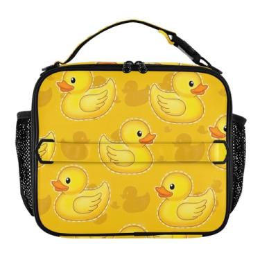 Imagem de Joisal Lancheira fofa com estampa de patinhos amarelos para mulheres, meninas, lancheira masculina e infantil, lancheira para trabalho, reutilizável, bolsa térmica para escola