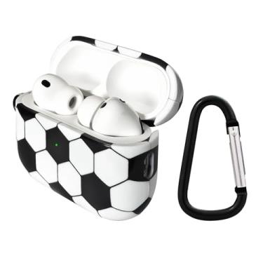 Imagem de Capa para Airpods Pro 3, capa à prova de choque para fone de ouvido Airpods Pro 3 com chaveiro frontal LED visível (futebol duro)