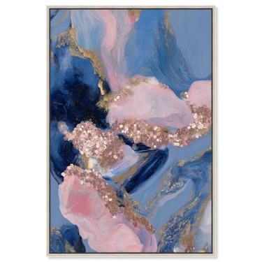 Imagem de Rose Gold Nebula III Impressão em Tela Rosa Decoração de Parede por Art Remedy, Moldura Prata, 40 x 61 cm