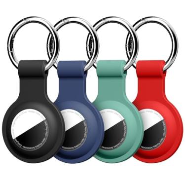 Imagem de 【Pacote com 4】 Linsaner compatível com AirTag Case chaveiro Air Tag Case Holder Silicone AirTags Capas de chaveiro Etiquetas de ar Chaveiro Compatível com Apple AirTag GPS Localizador de Itens Acessórios, Multicolorido