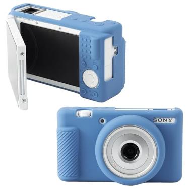 Imagem de Leayjeen Capa protetora de silicone compatível com câmera Sony Black Card ZV1-F, ZV1M2 ZV1F capa protetora de silicone macia, com capa de lente removível para fotografia (azul marinho)