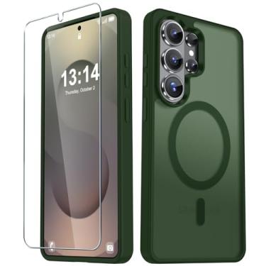 Imagem de Capa para celular Samsung Galaxy S26 Ultra, capa magnética fosca [atualizada em 2026] com 1 protetor de tela, suporte para MagSafe, proteção militar à prova de choque, parte traseira fosca translúcida