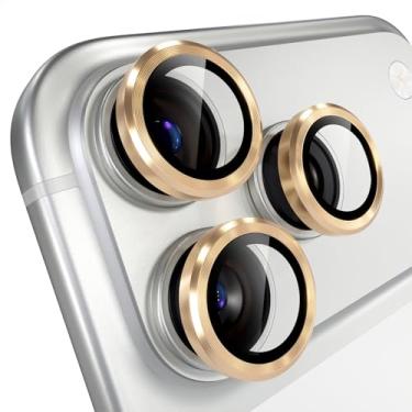 Imagem de Misea Compatível com iPhone 17 Pro/iPhone 17 Pro Max, protetor de lente de câmera de vidro temperado Ultra-HD, protetor de tela de anel individual de metal, acessórios de decoração, dourado
