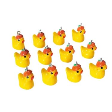 Imagem de ARTISAMILY 20 peças, brincos de resina de pato amarelo, pingentes de chaveiro de pato fofo, colar decorativo, pingentes artesanais, pingente para pulseira, joias, artesanato, faça você mesmo, 21 x 15
