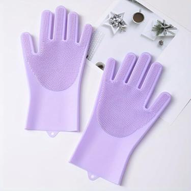 Imagem de Luvas de remoção de pelos de animais de estimação – Dupla face de silicone para cuidados com animais de estimação + luvas de massagem, escovas suaves para queda de pelos para cães, gatos e cavalos com