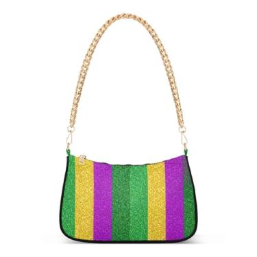 Imagem de Bolsa de ombro com corrente texturizada listrada vertical, bolsa Hobo feminina com design de vários bolsos para uso diário e festa