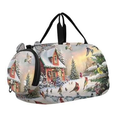 Imagem de Animal Sniffs Rose Bolsas de viagem para meninas bolsa de viagem de fim de semana para meninos bolsa esportiva de dança, Cabana de Natal, Clássico