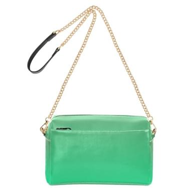 Imagem de Bolsa feminina transversal bolsa para celular bolsa de ombro de couro PU com alça de corrente dinossauro verde gradiente médio primavera