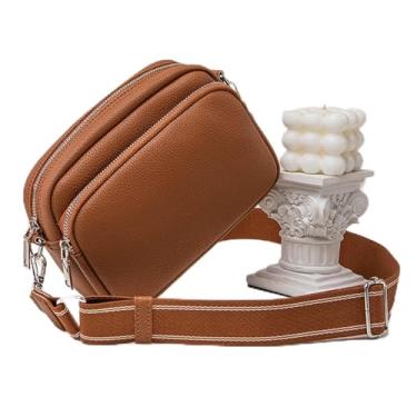 Imagem de Bolsas transversais modernas para mulheres bolsas de ombro de couro vegano, Marrom, Bolsas transversais