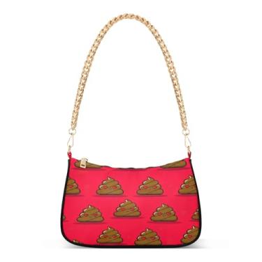 Imagem de Linda bolsa de ombro com corrente com estampa de coração, bolsa de mão média engraçada para mulheres, bolsa clutch Hobo moderna