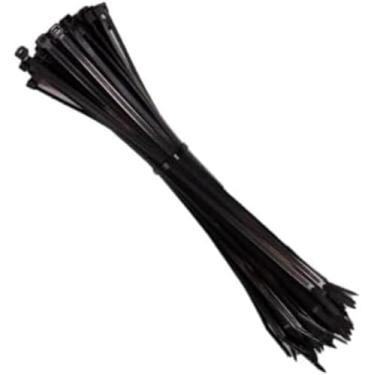 Imagem de Abraçadeira de Nylon Preta, 25cm x 3,6mm, 100 Unidades, Material Nylon 66, com Proteção UV, para Organização de Cabos e Fios
