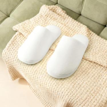 Imagem de Pantufa para mulheres e homens, meias felpudas e macias para casa, sola de borracha, macias, leves, antiderrapantes, internas/externas, Branco, 9.5-10.5 Women/8-9 Men