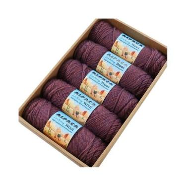 Imagem de Fio De Lã De Alpaca Grosso 500g 5 Meadas Para Tricô De Suéteres, Casac