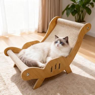 Imagem de Teneyu Grande arranhador de sisal para gatos – espreguiçadeira combinada de cama específica para gatos e arranhadores, tapete durável, material que não cai
