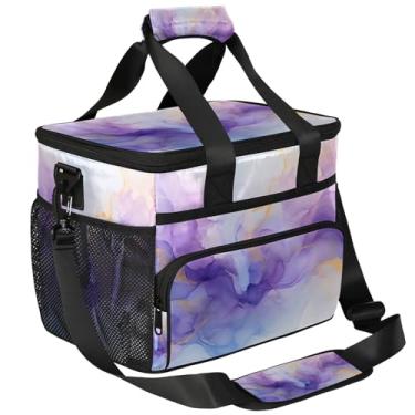 Imagem de Mochila de piquenique abstrata roxa com isolamento gradiente, lancheira para mulheres, homens, cesta de piquenique, lancheira portátil para piquenique, praia, trabalho, viagem, escritório, acampamento