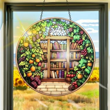 Imagem de Estante de livros de acrílico colorido, apanhadores de sol de primavera, decoração para pendurar na janela interna, arte de parede de arco-íris, para sala de estar, quarto, varanda, jardim ao ar livre