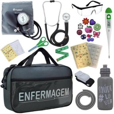 Imagem de Kit Enfermagem Academico Aparelho Pressao Estetoscópio Bolsa Multi Inc