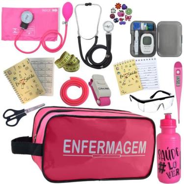 Imagem de Kit Enfermagem Aparelho de Pressão Estetoscópio Medidor Glicose - PREM
