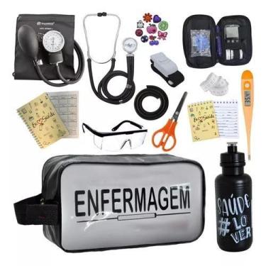 Imagem de Kit Enfermagem Aparelho Pressao Esteto Medidor Glicose Transparente En