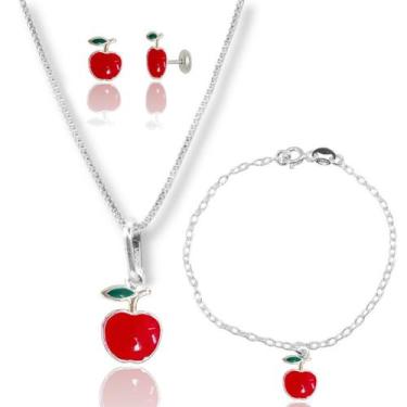 Imagem de Colar Pingente Pulseira Brinco Infantil Prata Original 925 - Lojas La&