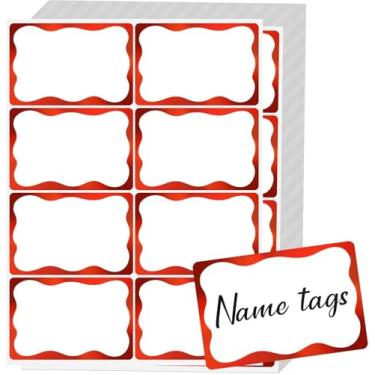 Imagem de 400 adesivos de etiqueta de nome de folha dourada, 8,9 cm x 5,7 cm, etiquetas de nome adesivas, adequadas para reuniões de classe, conferências, reuniões de família (vermelho)