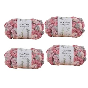 Imagem de Jelly Bean Pom Bomb Yarn - 150 g/novelo de poliéster super volumoso - 4 bolas Pomp-A-Doodle fio para crochê tricô artesanato tapete pet ninho 600 g (4, mel)