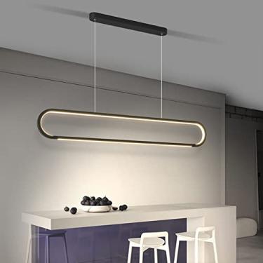 Imagem de Luminária pendente LED moderna para mesa de jantar, com intensidade regulável e altura ajustável, com controle remoto, ideal para sala de estar, quarto, sala de jantar e cozinha (preta, 100