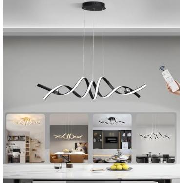 Imagem de Luminária de teto moderna LED de 75W com controle remoto, dimerizável, lustre para sala de estar, sala de jantar, luminária pendente, iluminação de teto para quarto, ilha de cozinha e escrit