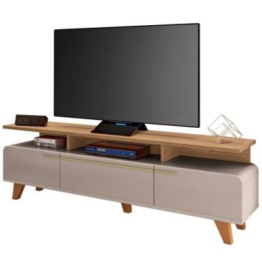 Imagem de Rack Para Sala de Estar TV 70 Pol 200cm Émile B01 Off White Freijó - L
