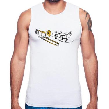 Imagem de Regata Trombone Notas Musicais - Foca na Moda, Branco, GGG