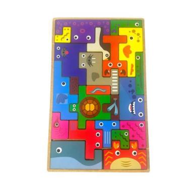 Imagem de Jogo Tetris Fundo do Mar em MDF 6mm  22 Peças Coloridas com Animais Ma