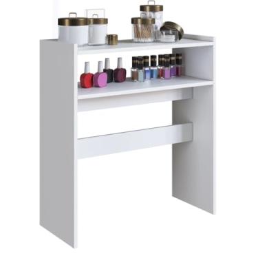 Imagem de Mesa Auxiliar Multiuso Branca, 77x70x30 cm, Design Moderno, para Sala, Quarto e Escritório