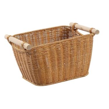 Imagem de IEUDNS Cesto de Vime Sintético para Banheiro, Organizador de Mesa de Centro Ou Bar.