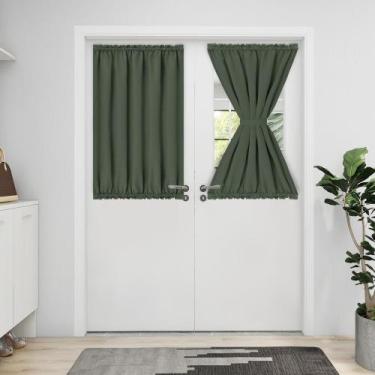 Imagem de Cortinas de porta Blackout Easy-Going, verde acinzentado, 64x100cm