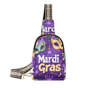 Imagem de CEBUGI Bolsa tiracolo feminina pequena de couro com máscaras de carnaval para caminhadas, viagens ao ar livre