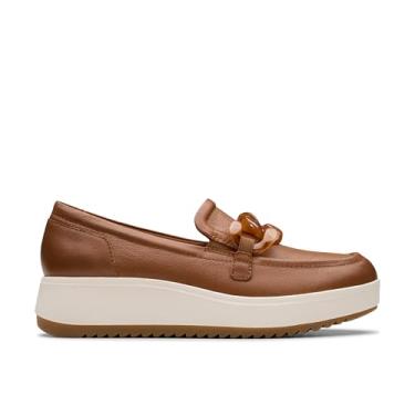 Imagem de Clarks Mocassim feminino Zylah May, Couro bronzeado, 11 Wide