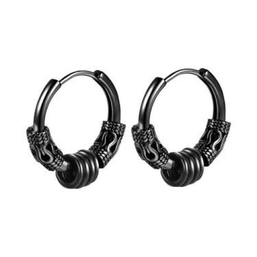 Imagem de Brincos De Argola Góticos Masculinos Com Caveira, Hipoalergênicos, Joi