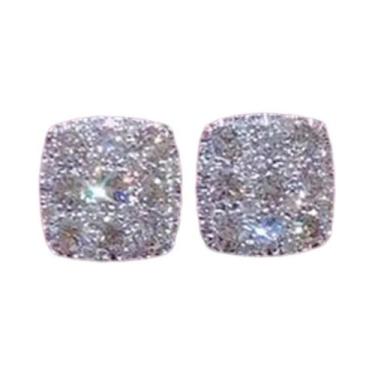 Imagem de Brincos De Zircônia Cúbica Quadrados Brilhantes Versáteis Femininos, A