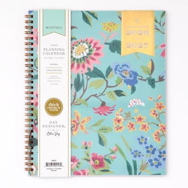 Imagem de Blue Sky Agenda mensal do ano acadêmico Day Designer, layout mensal, capa flexível, encadernado em arame, abas laminadas, hortelã floral de escalada (hortelã floral para escalada - 2026/2027, 20 x 25